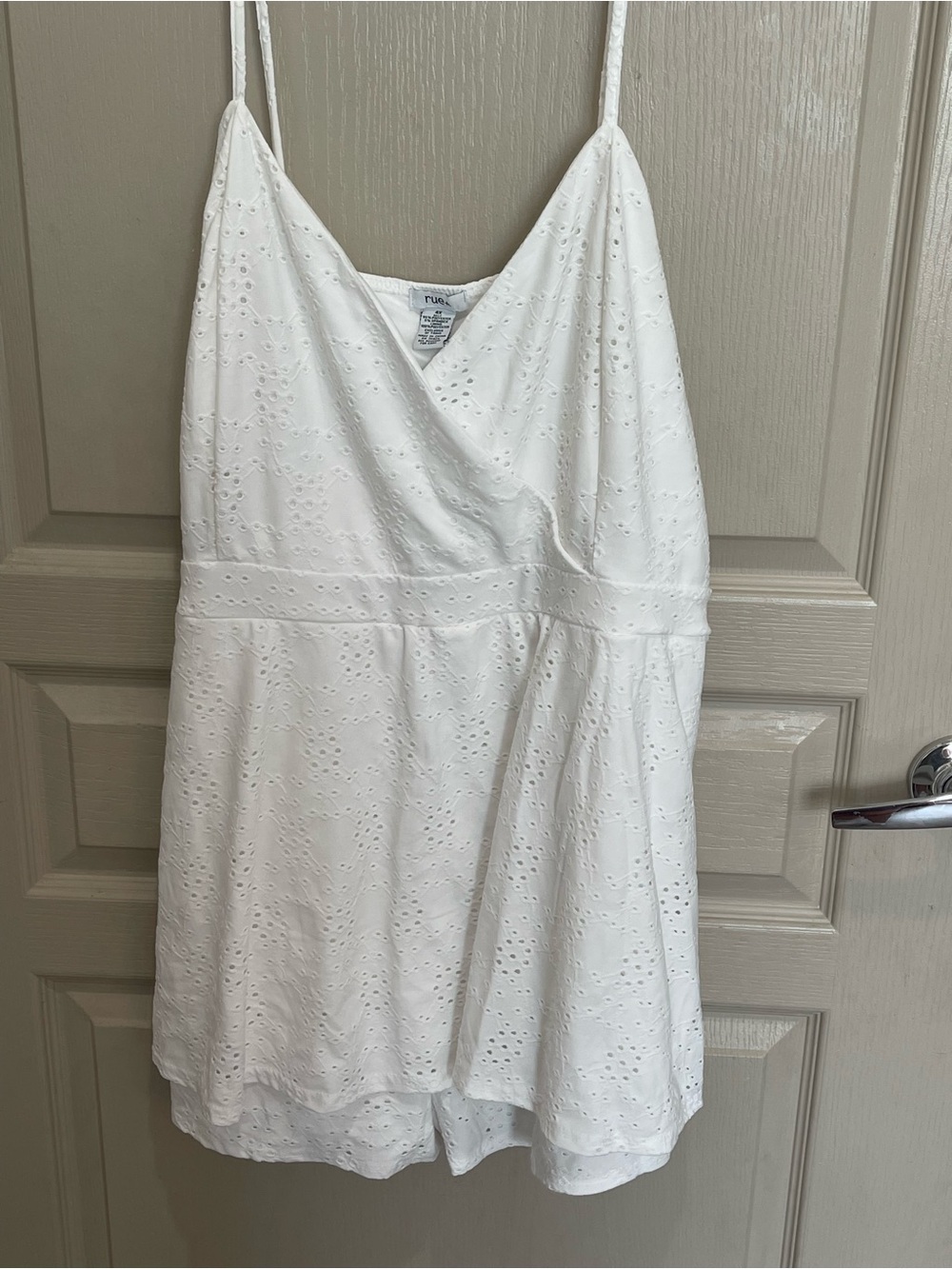 NWOT White Eyelet Romper with Spaghetti Straps